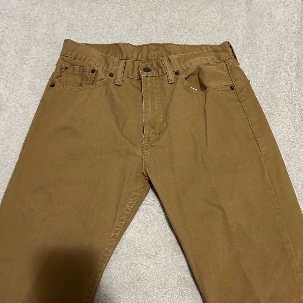 Levi 505 Regular Fit Pants Mens 30x30 Brown Straight‎ Leg Canvas White tab